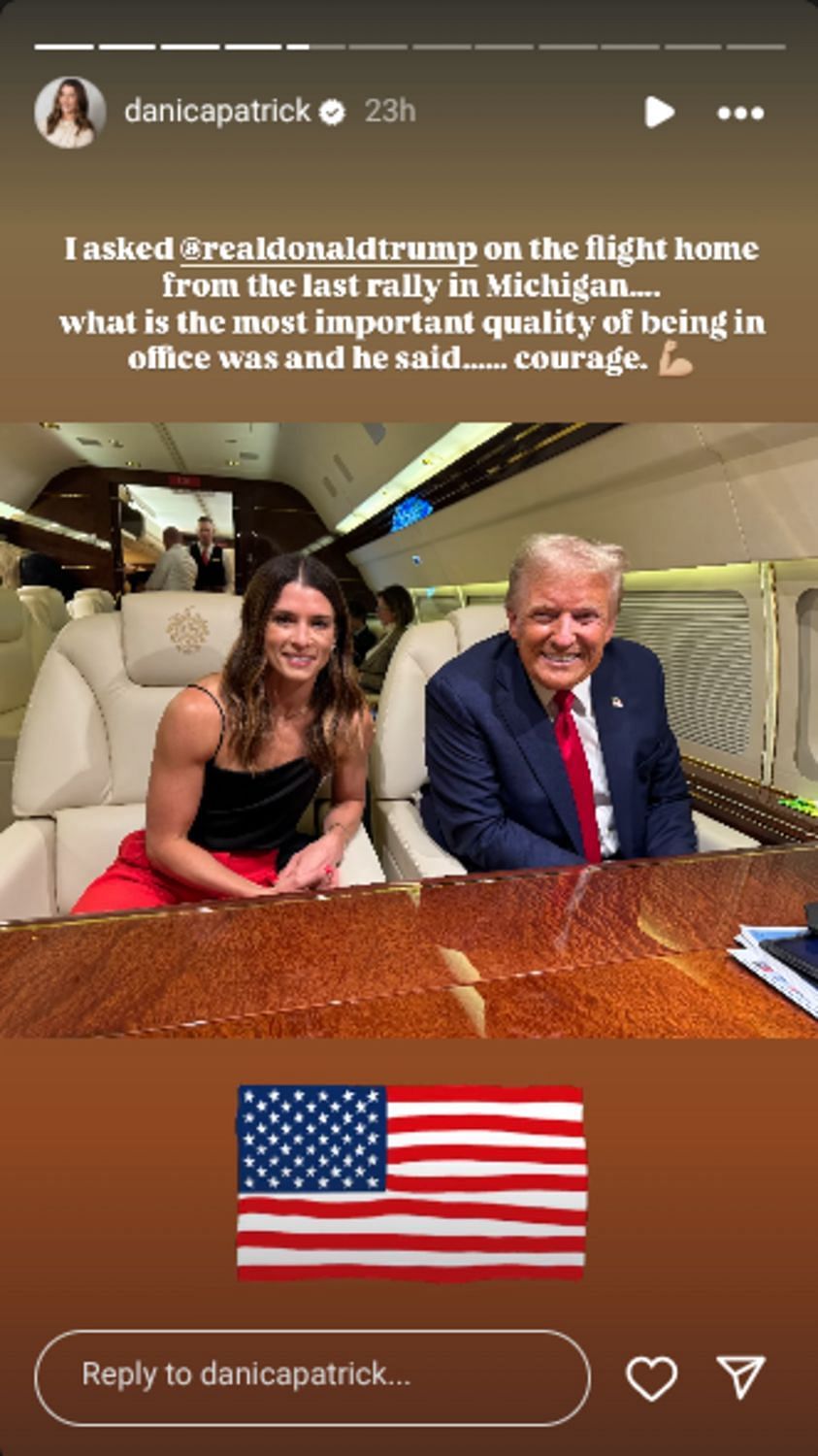 Danica Patrick and Donald Trump l Via @danicapatrick Instagram stories